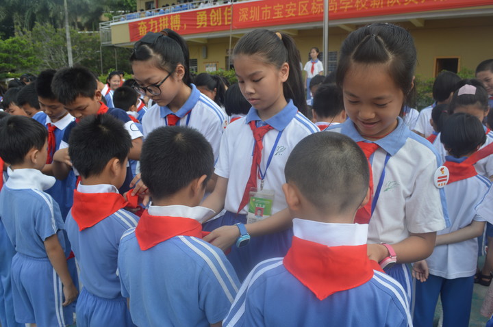 紅領(lǐng)巾心向黨   童心喜迎十九大——標尚學校舉行新隊員入隊儀式